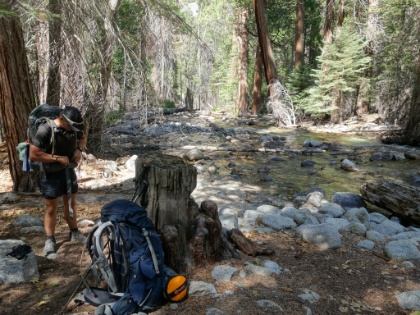 Our lunch spot along Bubbs Creek. Also a good view of the Aether 70 pack that served me very well on the trip.